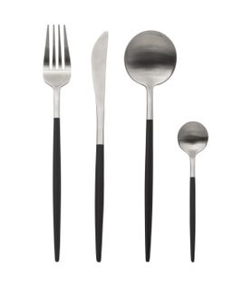 Ménagère 24 Pièces Couverts En Inox Modèle Ida Argent Et Noir