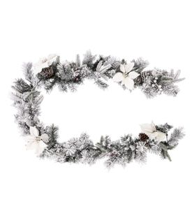 Guirlande Artificielle Sapin Avec Déco Fleurs , Pommes De Pin Et Baies  L 200 Cm