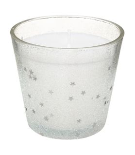 Bougie Blanche Dans Un Pot En Verre Pailleté Et Étoilé 190g