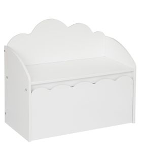 Banc Et Coffre De Rangement Enfant En Bois Blanc 60 X 30 Cm