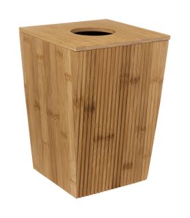Poubelle De Salle De Bain 6l En Bambou Avec Couvercle