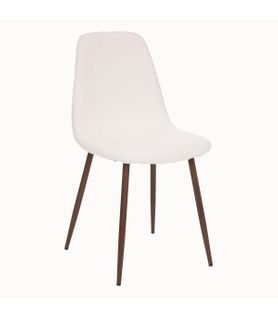 Chaise De Table Tissu Blanc à Bouclettes Et Pieds En Métal