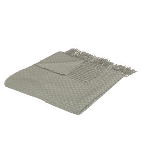 Plaid Vert Céladon Façon Tricot Maille Fintion Franges 130 X 180 Cm