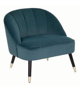 Fauteuil En Velours Bleu Canard Et Pieds Bicolore