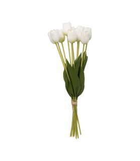 Bouquet Artificiel De 10 Tulipes Blanches H 48 Cm