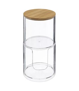 Distributeur à Cotons-tiges Et Coton Avec Couvercle En Bambou