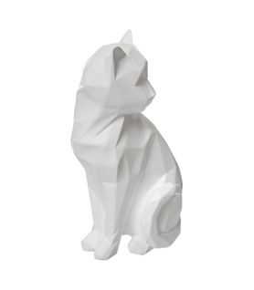 Objet Déco Chat Origami Blanc En Résine H 20.5 Cm