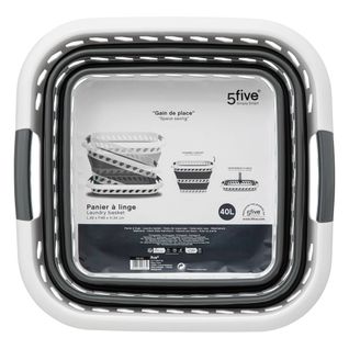 Corbeille à Linge Pliable 40l - Gris Blanc