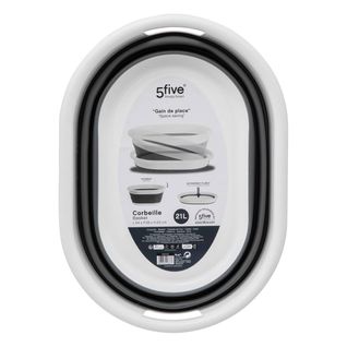 Corbeille à Linge Pliable 21l - Gris Blanc