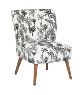 Fauteuil En Bois Et Tissu Imprimé  Noir et Blanc