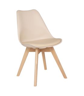 Chaise De Table Assise Beige Et Pieds En Bois De Hêtre