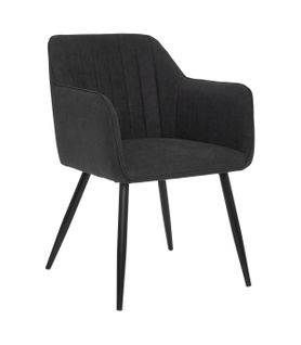 Chaise Fauteuil De Table Avec Accoudoirs Noir Et Pieds En Métal