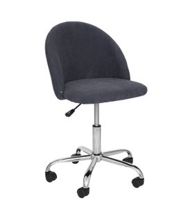 Chaise De Bureau En Velours Côtelé Gris Et Pieds En Métal