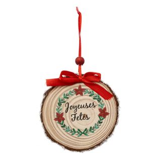 Sujet De Noël En Bois "rondin" 9cm Naturel