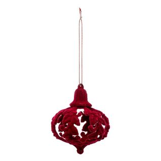 Sujet De Noël "feuille Baroque" 9cm Rouge