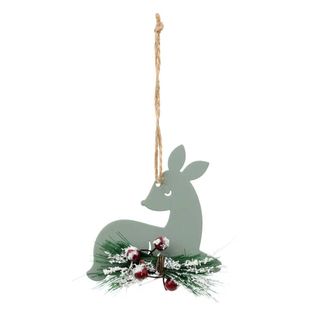 Sujet De Noël En Métal "renne" 8cm Vert