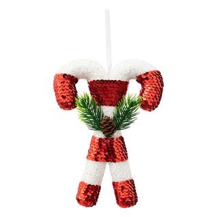 Déco De Sapin Sucre D'orge Double Rouge Et Blanc