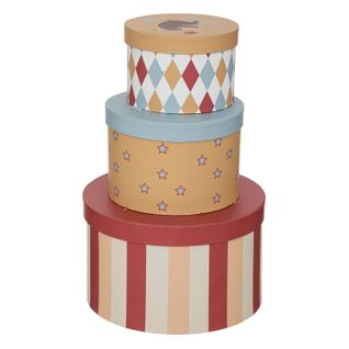 Lot De 3 Boîtes De Rangement "cirque" 25cm Multicolore