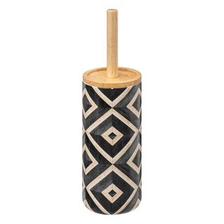 Brosse Wc Avec Support En Céramique Déco Canvas Noir Et Beige