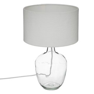 Lampe à Poser En Verre Et Abat-jour En Coton Blanc H 43.5 Cm