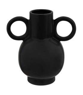 Vase Amphore En Céramique Noire H 22,5 Cm
