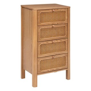 Chiffonier "tiria" En Placage Frêne 4 Tiroirs 55x38cm