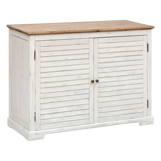 Buffet 2 Portes "olbia" En Métal et Acacia 110x45cm Blanc