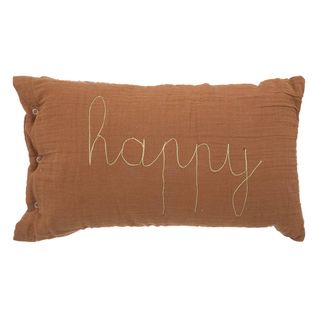 Coussin Rectangulaire "lili" En Gaze De Coton 50x30cm Marron