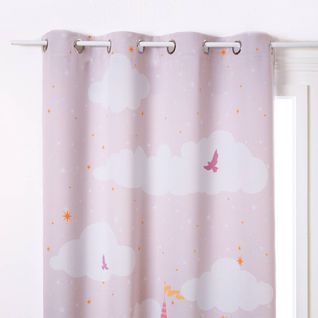 Rideau Occultant Enfant "château" 135x260cm Rose Clair