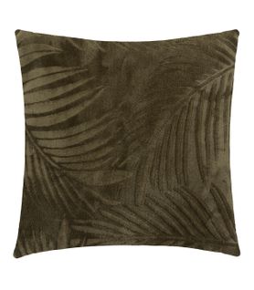 Coussin Décoratif Flanelle Vert Kaki Motifs En Relief 40 X 40 Cm