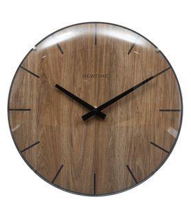 Pendule Murale En Verre Et Polypropylène Façon Bois D 30 Cm