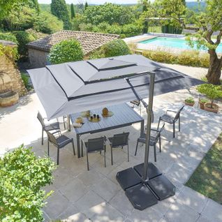Parasol 4x3 M Melhia Multi Toiles Oléfine Anthracite Hespéride