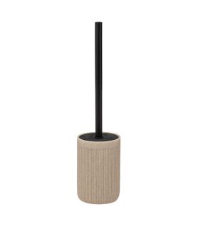 Brosse Wc Avec Support En Résine Striée Beige Lin