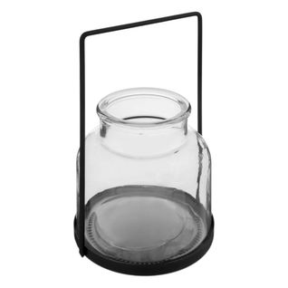 Lanterne En Verre et Métal H20cm Noir