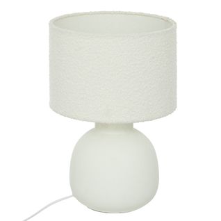 Lampe à Poser En Céramique Et Abat Jour Blanc à Bouclettes