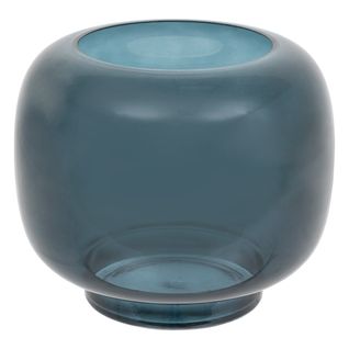Bougeoir Photophore En Verre Teinté Bleu D 23 X H 20 Cm