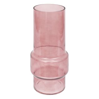 Vase En Verre Modelé Rose Poudré H 25 Cm