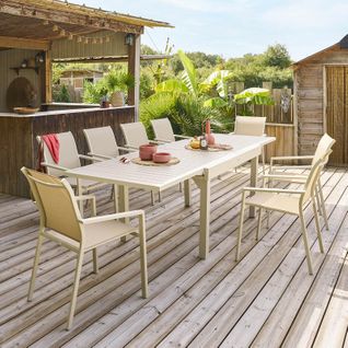 Table Rectangulaire Extensible Piazza 10 P. Argile Hespéride