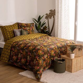 Parure De Lit 2 Personnes 240 X 220 Cm Housse De Couette Avec 2 Taies En Coton Imprimé Boudoir