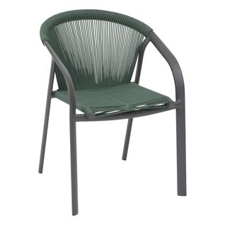 Fauteuil De Jardin Empilable "riu" Vert Olive et Graphite En Aluminium Traité En Epoxy