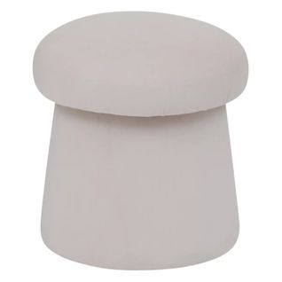 Pouf En Velours Ivoire D 37 X H 40 Cm
