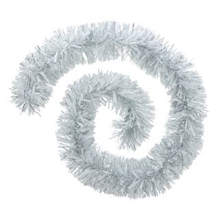Guirlande De Noël Boa Large 15 Cm Argent Et Blanc Longueur 2 Mètres