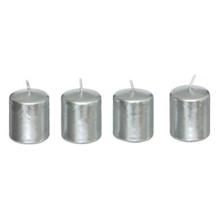 Lot De 4 Bougies Satin Argent 160g