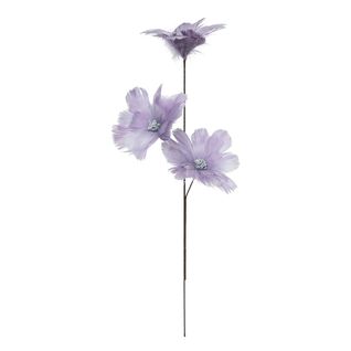 Branche Déco Spéciale Fêtes Fleurs En Plumes Mauves Et Argentées H 65 Cm