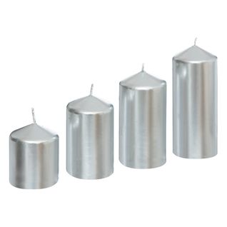 Lot De 4 Bougies Satin Argent 505g