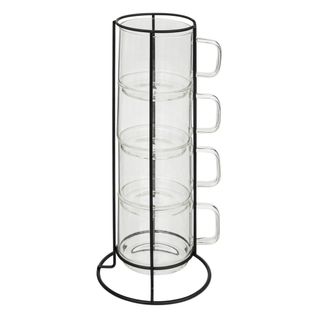 Lot De 4 Mugs Sur Rack "mia" 30cl Transparent