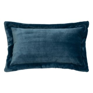 Coussin Décoratif Flanelle Bleu Egéen Effet Fourrure 38 X 58 Cm