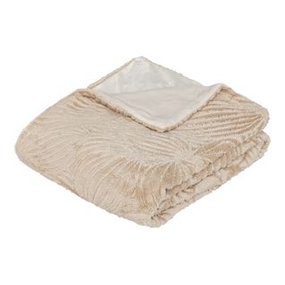 Plaid Fourrure Blanc Ivoire Motif En Relief 120 X 160 Cm