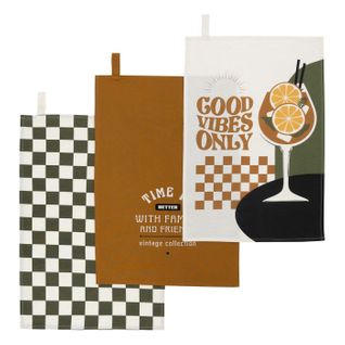 Lot De 3 Torchons "family Corner" 45x70cm Multicolore