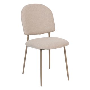 Chaise De Table En Tissu Texturé Beige Et Pieds En Métal